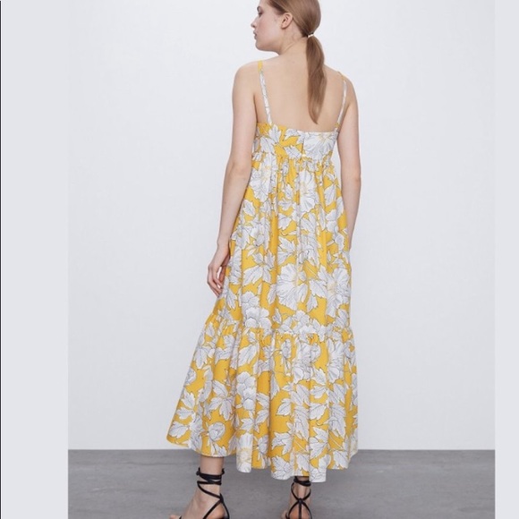 Zara Dresses | Zara Cotton Poplin Yellow Midi Sundress | Poshmark